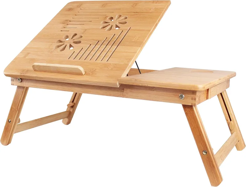 Folding bamboo lap desk