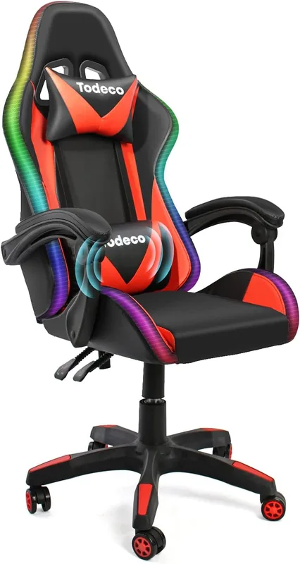 Gaming chair with LED and massage