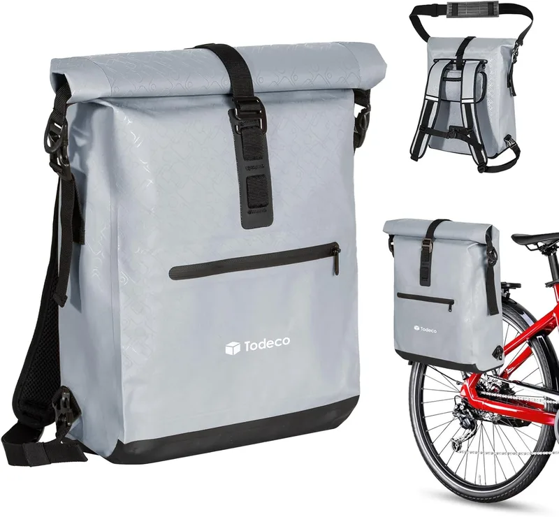 3-in-1 waterproof bike pannier backpack